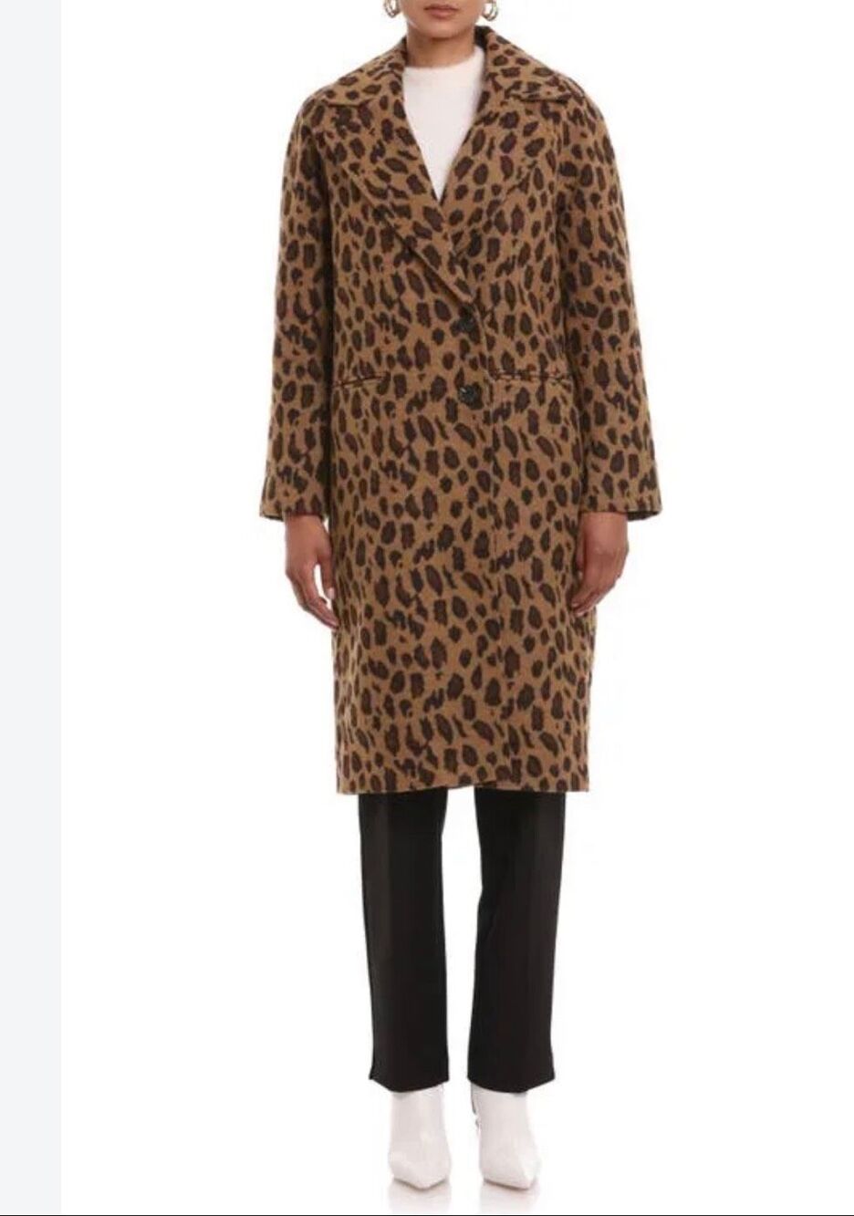 Avec les filles the walker long line leopard coat size XS